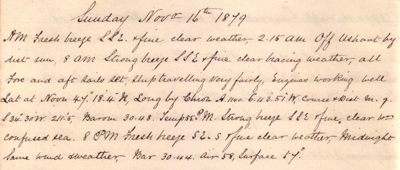 16 November 1879 journal entry